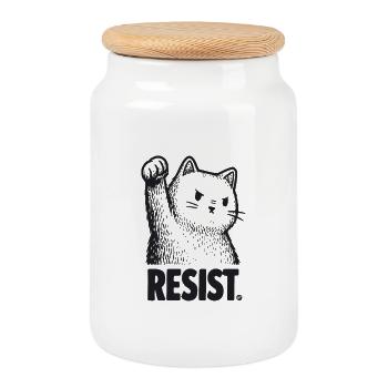 Révolte des chats - Boîte à biscuits avec couvercle en bois - blanc - Devant