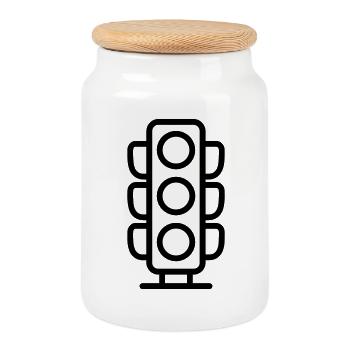 Traffic light - Cookie Jar with Wooden Lid - white - Front