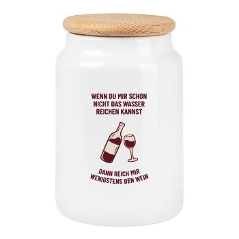 T-shirt drôle de vin (Passe-moi le vin !) - Boîte à biscuits avec couvercle en bois - blanc - Devant