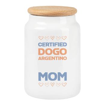 Maman certifiée Dogo Argentino - Boîte à biscuits avec couvercle en bois - blanc - Devant