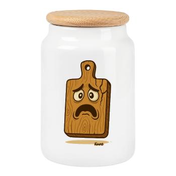 Schneidbrett_mit_Gesicht pour la cuisine - Boîte à biscuits avec couvercle en bois - blanc - Devant