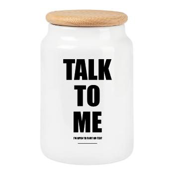 Talk To Me – Wear Words - Cookie Jar with Wooden Lid - white - Front