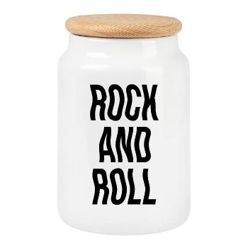Rock'n'Roll-Musikdesign - Keksdose mit Holzdeckel - Weiß - Vorne
