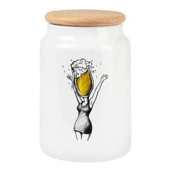Bachelor Party Bachelor Party Beer - Illustration - Cookie Jar with Wooden Lid - white - Front