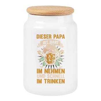 Beer Father Father's Day Dad - Cookie Jar with Wooden Lid - white - Front