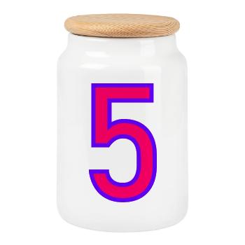 5. ANNIVERSAIRE. 5 ANS. 5e ANNIVERSAIRE. ENFANT - Boîte à biscuits avec couvercle en bois - blanc - Devant