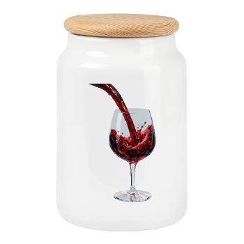 Red Wine Stream im Glas - Keksdose mit Holzdeckel - Weiß - Vorne