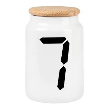 digitale_zahl_7- - Cookie Jar with Wooden Lid - white - Front