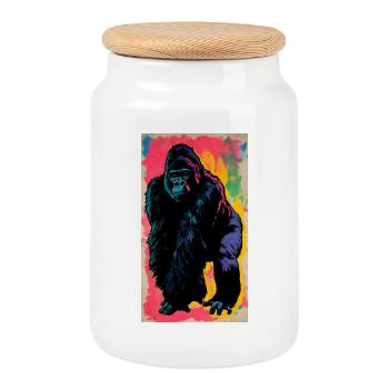Gorilla - Keksdose mit Holzdeckel - Weiß - Vorne