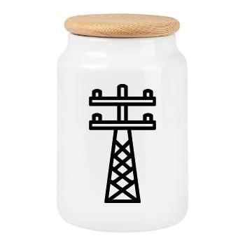 power pole - Cookie Jar with Wooden Lid - white - Front
