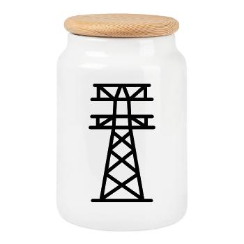 power pole - Cookie Jar with Wooden Lid - white - Front