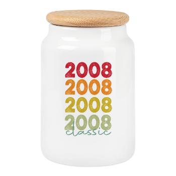 18th Birthday 18 Years 2008 Retro - Cookie Jar with Wooden Lid - white - Front