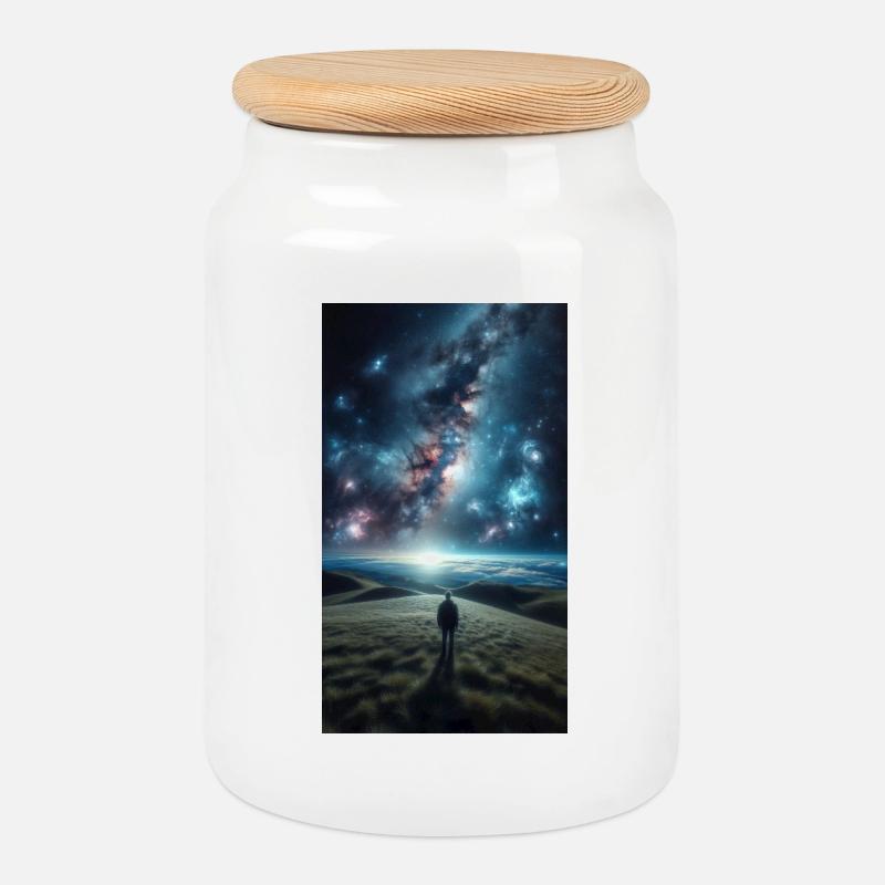 Kosmische Grenze - Keksdose mit Holzdeckel - Weiß