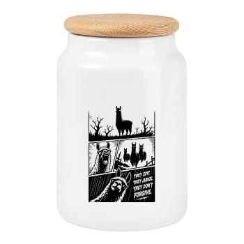 Llamas They Spit They Judge Horror - Cookie Jar with Wooden Lid - white - Front
