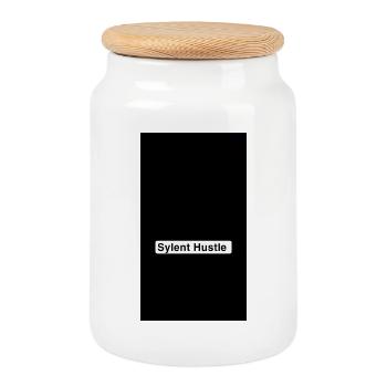 Sylent Hustle Noir Monochrome Tee - Cookie Jar with Wooden Lid - white - Front