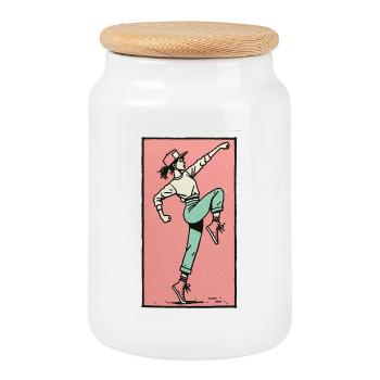 Danseuse #13 - Boîte à biscuits avec couvercle en bois - blanc - Devant