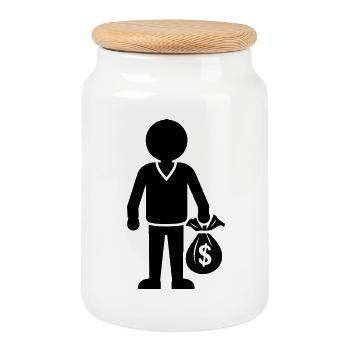 Money Cash Hustle - Cookie Jar with Wooden Lid - white - Front