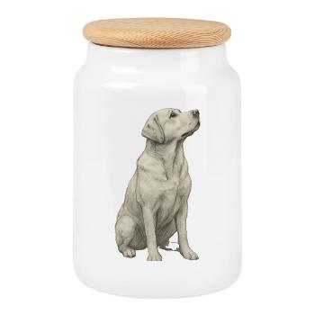Cadeau de labrador pour propriétaires et fans de chiens - Boîte à biscuits avec couvercle en bois - blanc - Devant