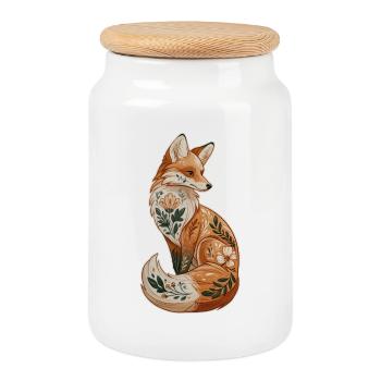 Renard décoratif - Boîte à biscuits avec couvercle en bois - blanc - Devant