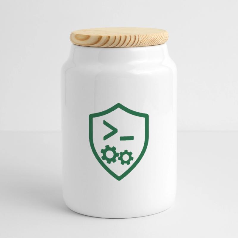 Bouclier de code avec engrenages Boîte à biscuits avec couvercle en bois