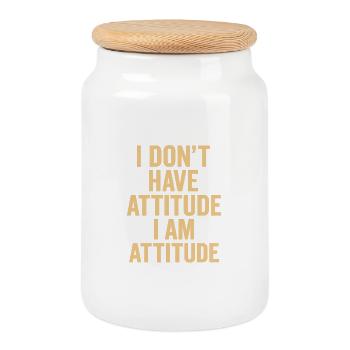 I Don't Have Attitude I Am Attitude - Cookie Jar with Wooden Lid - white - Front