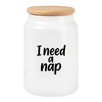 I need a nap - Keksdose mit Holzdeckel - Weiß - Vorne