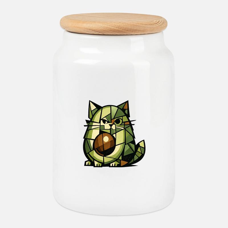AvoCat-Kubismus-Version - Keksdose mit Holzdeckel - Weiß