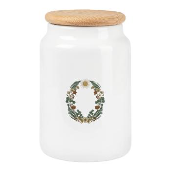 Botany - The size of a crown - Cookie Jar with Wooden Lid - white - Front