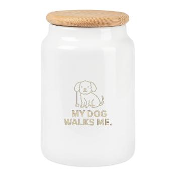 My Dog walks Me. - Keksdose mit Holzdeckel - Weiß - Vorne