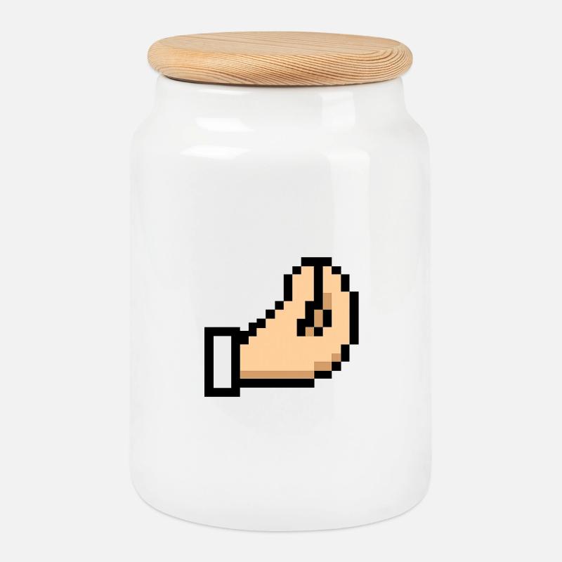 Pixel Hand Cursor Design Italia - Keksdose mit Holzdeckel - Weiß