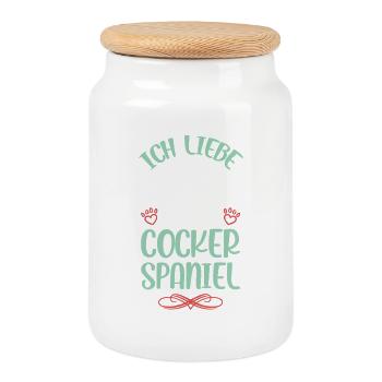 J’adore mon Cocker Spaniel - Boîte à biscuits avec couvercle en bois - blanc - Devant