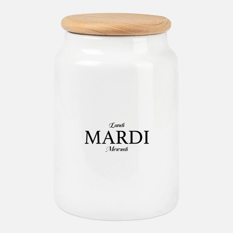 TUESDAY - Cookie Jar with Wooden Lid - white