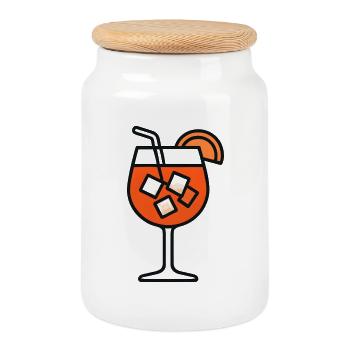 Party Spritz Glas Geschenkidee - Keksdose mit Holzdeckel - Weiß - Vorne