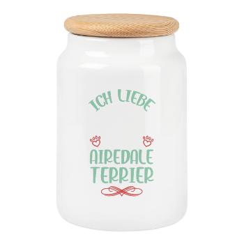 J’adore mon Airedale Terrier - Boîte à biscuits avec couvercle en bois - blanc - Devant