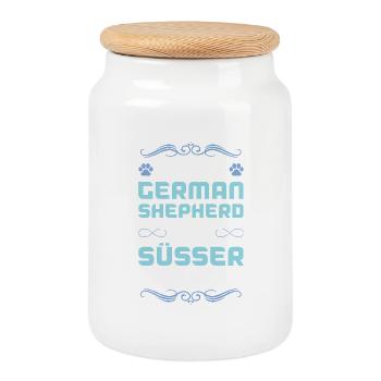 German Shepherd Dog Saying - Cookie Jar with Wooden Lid - white - Front