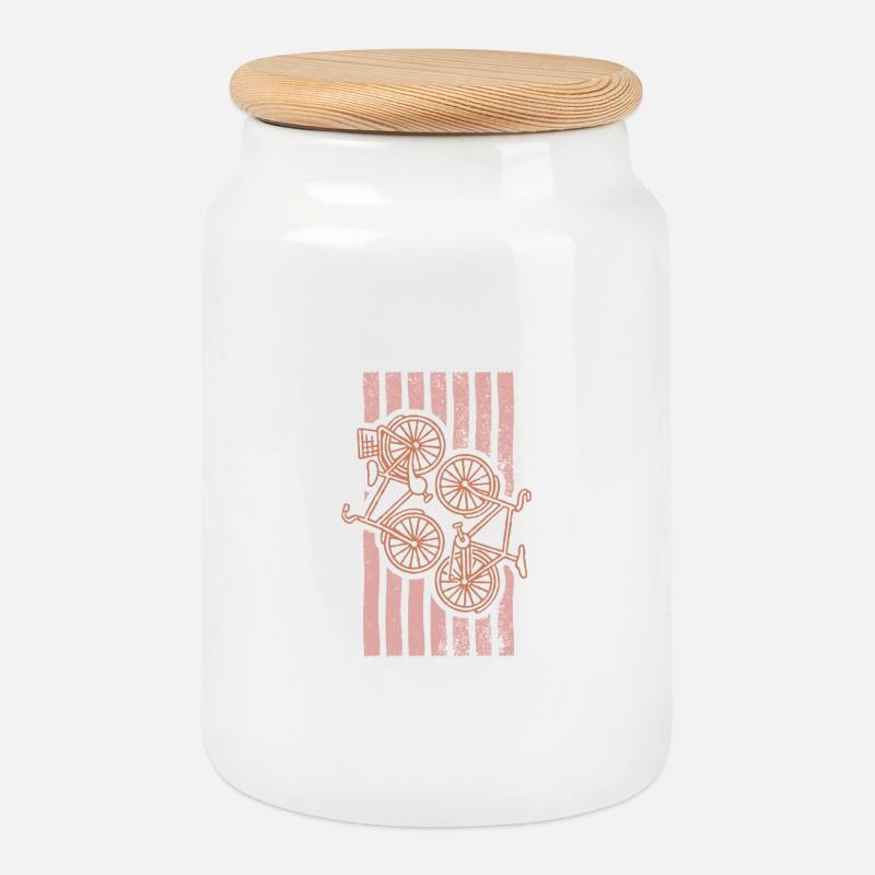 visual-cycling-summer-trendy-pink-pale-minimali - Cookie Jar with Wooden Lid - white