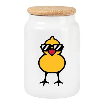 cool chick (rd) - Boîte à biscuits avec couvercle en bois - blanc - Devant