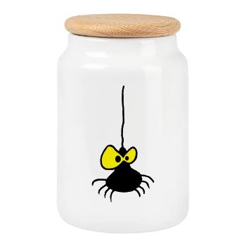 Grumpy Spider Zweifarbiges Design - Keksdose mit Holzdeckel - Weiß - Vorne
