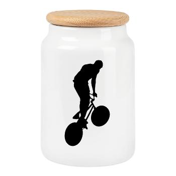 Vélo BMX - Boîte à biscuits avec couvercle en bois - blanc - Devant