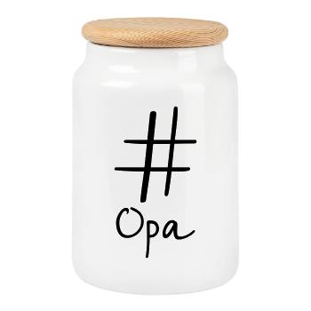 #Opa Hashtag Social Media I Geschenkidee für Opa - Keksdose mit Holzdeckel - Weiß - Vorne