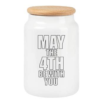 May the 4th be with you - Keksdose mit Holzdeckel - Weiß - Vorne