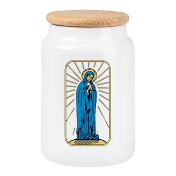 Heilige Maria ohne Hintergrund - Keksdose mit Holzdeckel - Weiß - Vorne