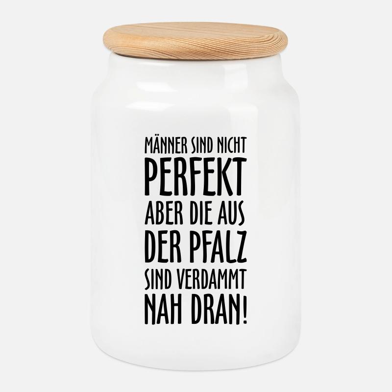 Pfälzer Männer aus der Pfalz - Keksdose mit Holzdeckel - Weiß