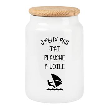 Planche à Voile / Véliplanchiste / Surf / Plage - Boîte à biscuits avec couvercle en bois - blanc - Devant