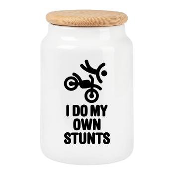 I do my own stunts - motocross off-road - Boîte à biscuits avec couvercle en bois - blanc - Devant
