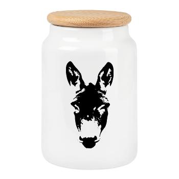 Âne - Boîte à biscuits avec couvercle en bois - blanc - Devant