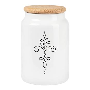 Unalome Tattoo Ornament Verzierung Cute Dekorat - Keksdose mit Holzdeckel - Weiß - Vorne