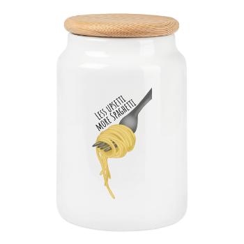 Less upsetti more spaghetti - Cookie Jar with Wooden Lid - white - Front