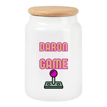 Je suis un Daron Dans dans le Game - Humour Papa - Boîte à biscuits avec couvercle en bois - blanc - Devant