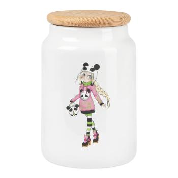 Mangas - Boîte à biscuits avec couvercle en bois - blanc - Devant